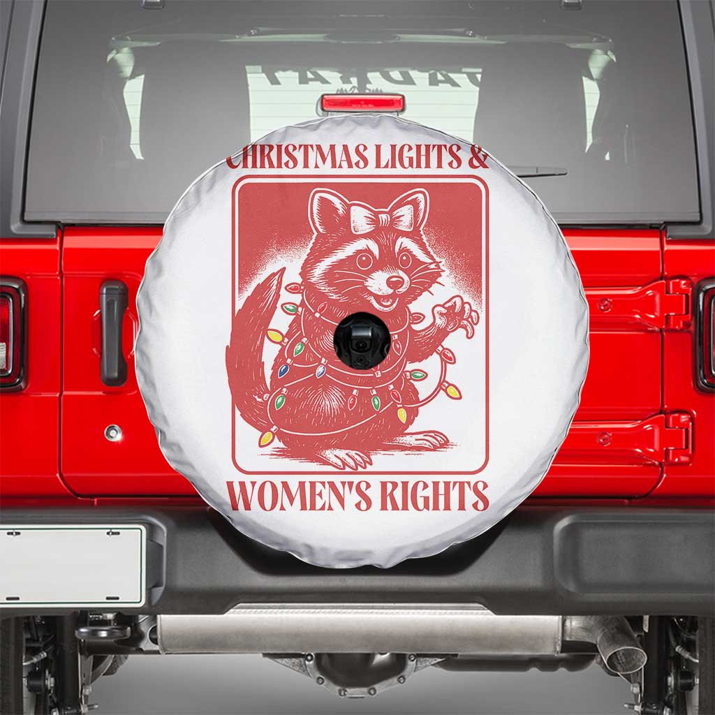 Christmas Lights And Womens Rights Spare Tire Cover Raccoon Female Rage Holiday Gift - Wonder Print Shop