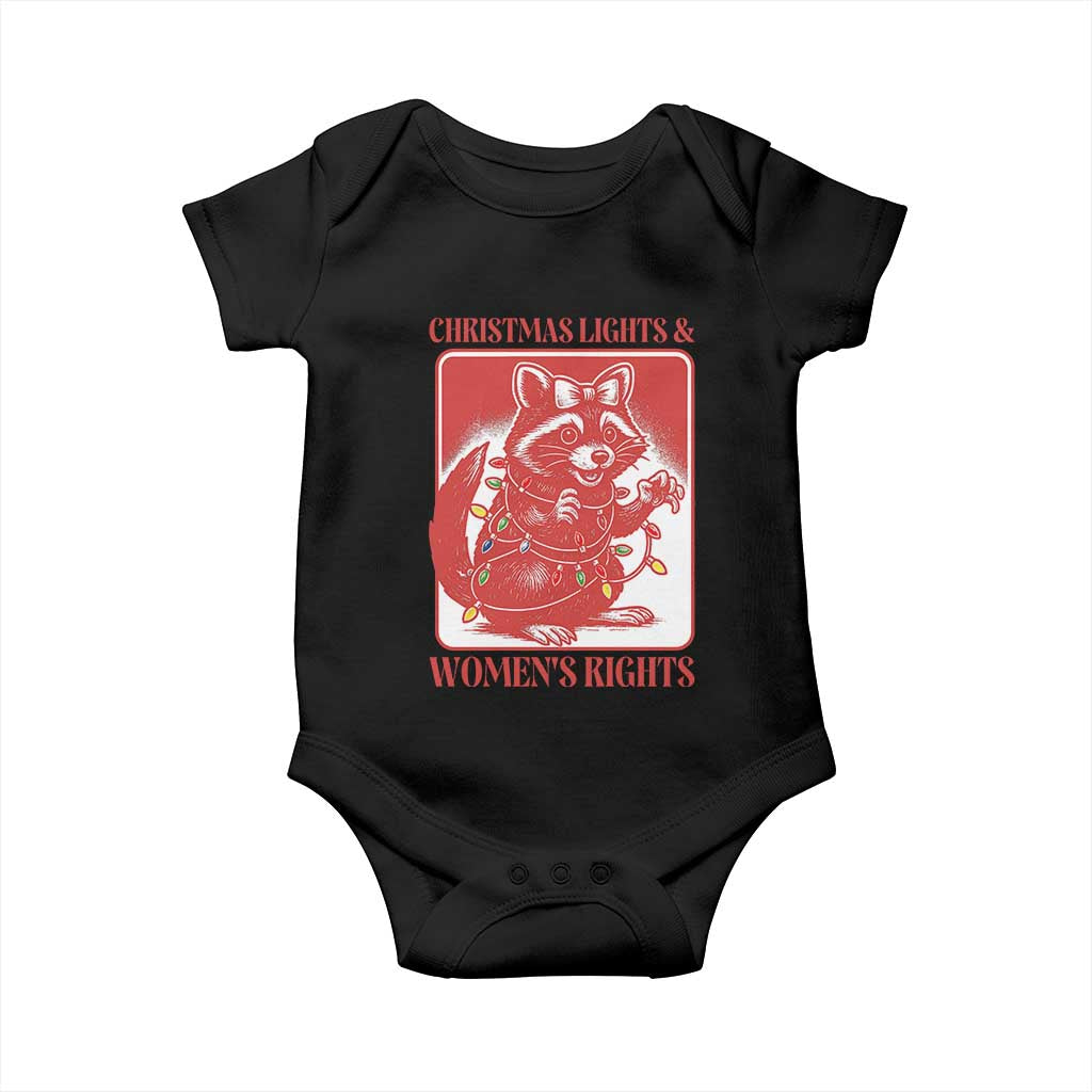 Christmas Lights And Womens Rights Baby Onesie Raccoon Female Rage Holiday Gift - Wonder Print Shop