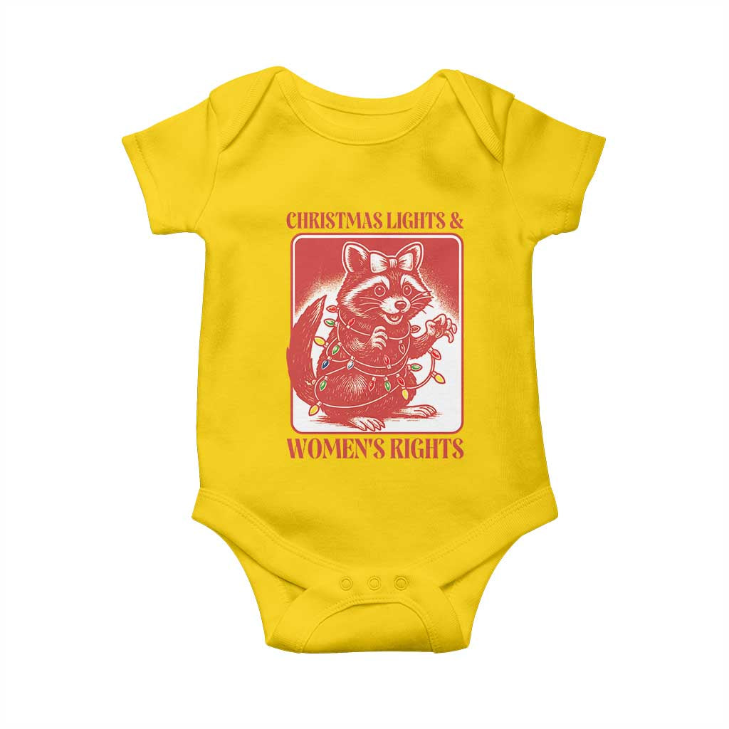 Christmas Lights And Womens Rights Baby Onesie Raccoon Female Rage Holiday Gift - Wonder Print Shop