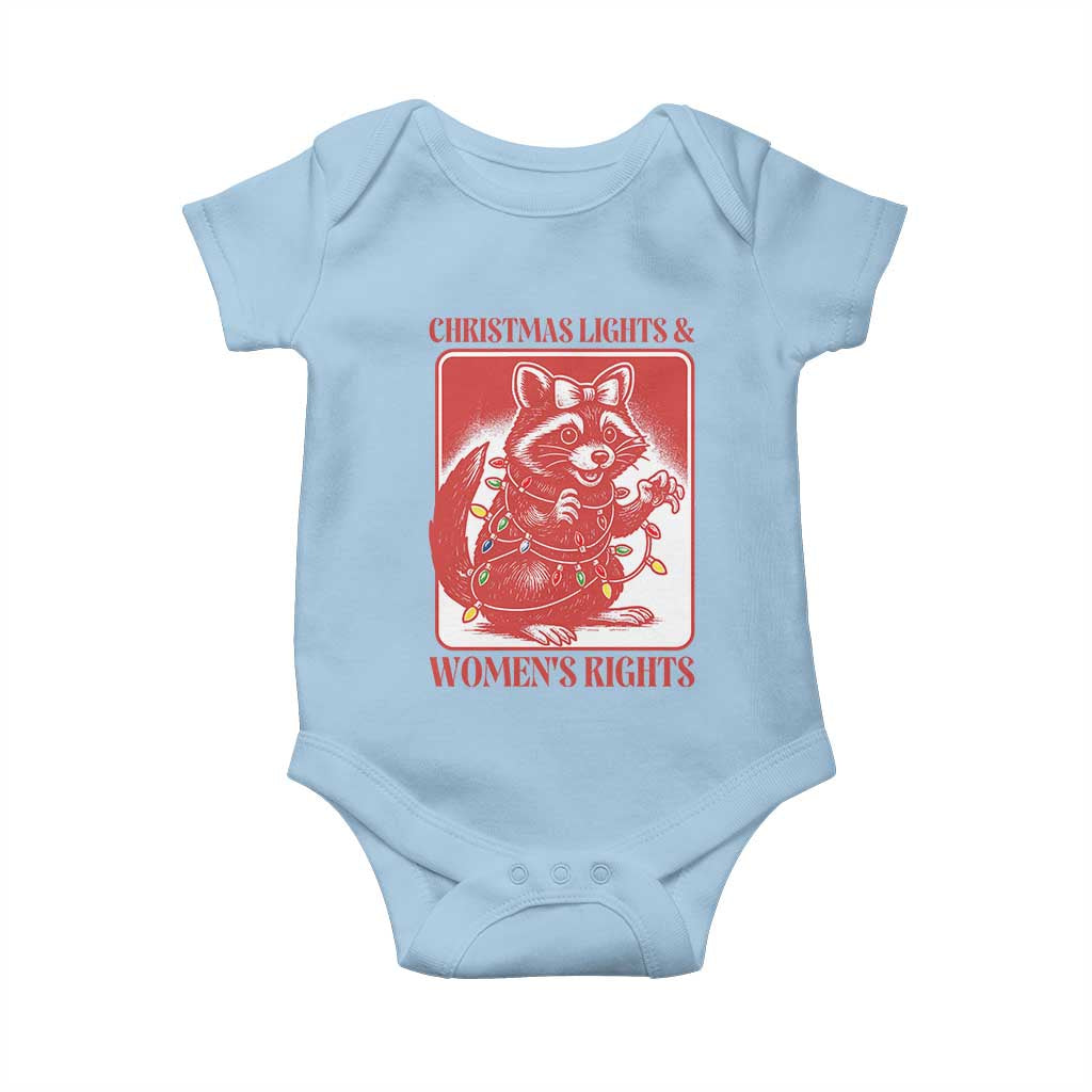Christmas Lights And Womens Rights Baby Onesie Raccoon Female Rage Holiday Gift - Wonder Print Shop