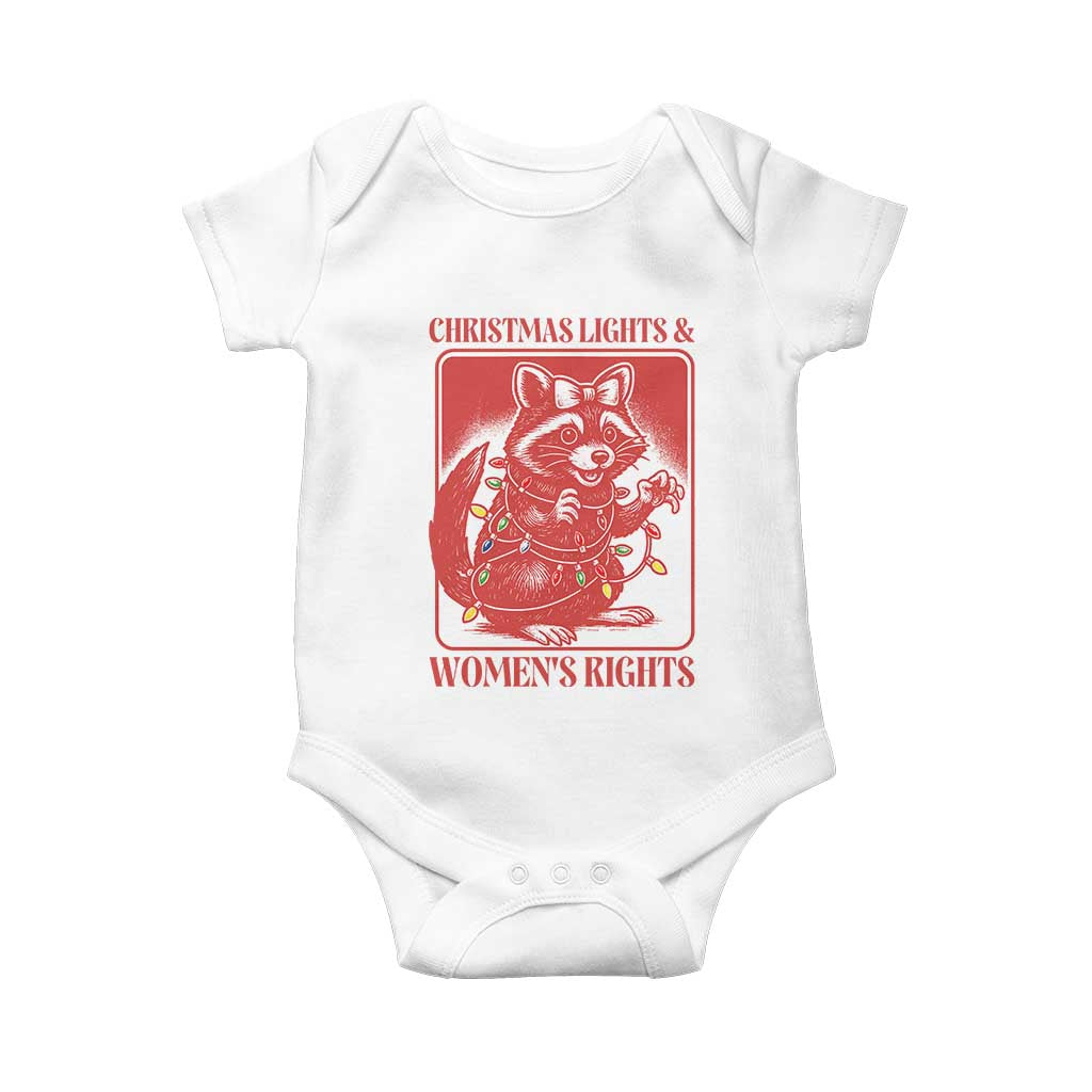 Christmas Lights And Womens Rights Baby Onesie Raccoon Female Rage Holiday Gift - Wonder Print Shop