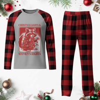 Christmas Lights And Womens Rights Plaid Pajama Set Raccoon Female Rage Holiday Gift - Wonder Print Shop