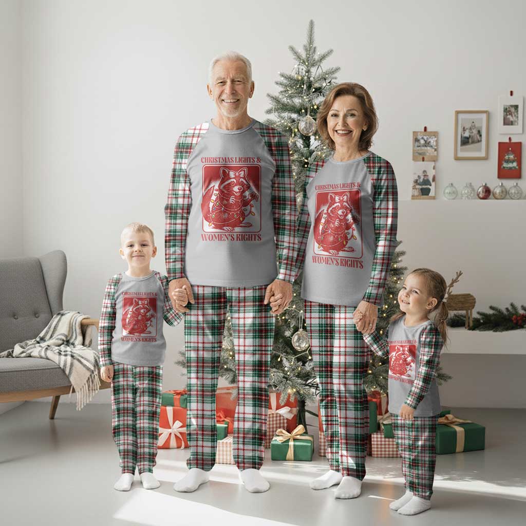 Christmas Lights And Womens Rights Plaid Pajama Set Raccoon Female Rage Holiday Gift - Wonder Print Shop