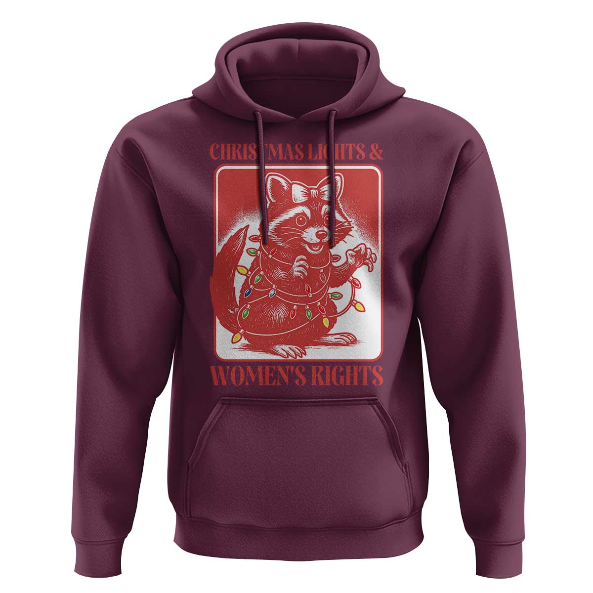 Christmas Lights And Womens Rights Hoodie Raccoon Female Rage Holiday Gift - Wonder Print Shop