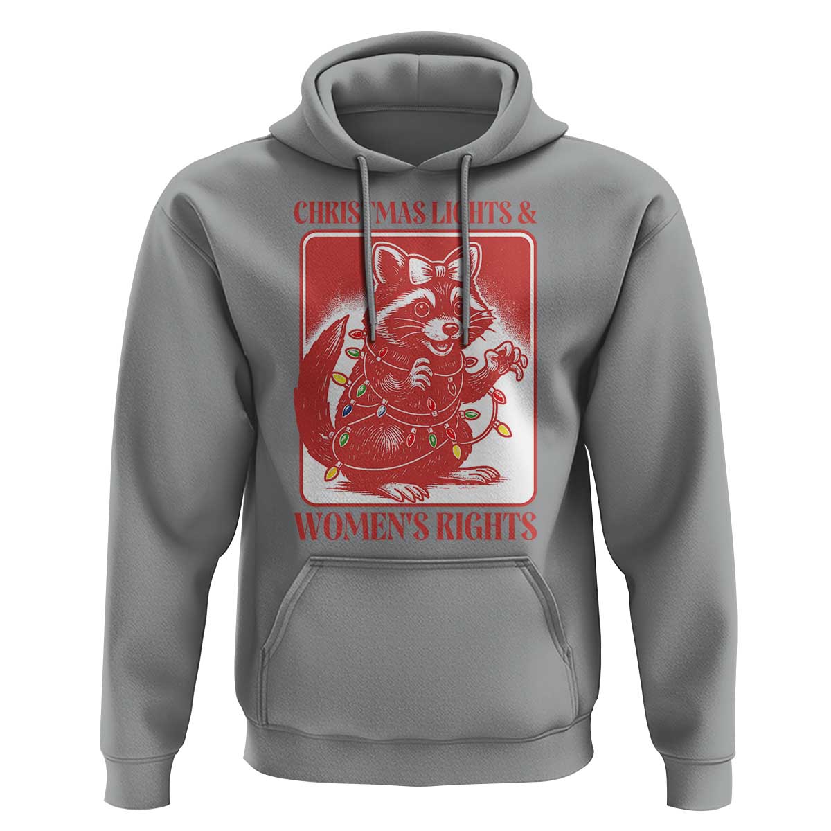 Christmas Lights And Womens Rights Hoodie Raccoon Female Rage Holiday Gift - Wonder Print Shop