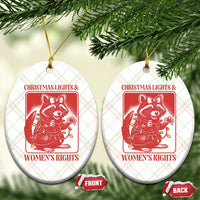 Christmas Lights And Womens Rights Ceramic Ornament Raccoon Female Rage Holiday Gift - Wonder Print Shop