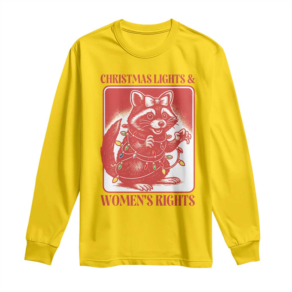 Christmas Lights And Womens Rights Long Sleeve Shirt Raccoon Female Rage Holiday Gift - Wonder Print Shop