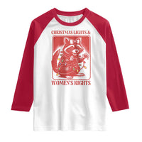 Christmas Lights And Womens Rights Raglan Shirt Raccoon Female Rage Holiday Gift - Wonder Print Shop