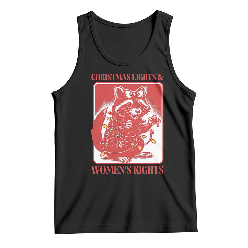 Christmas Lights And Womens Rights Tank Top Raccoon Female Rage Holiday Gift - Wonder Print Shop