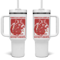Christmas Lights And Womens Rights Tumbler With Handle Raccoon Female Rage Holiday Gift - Wonder Print Shop