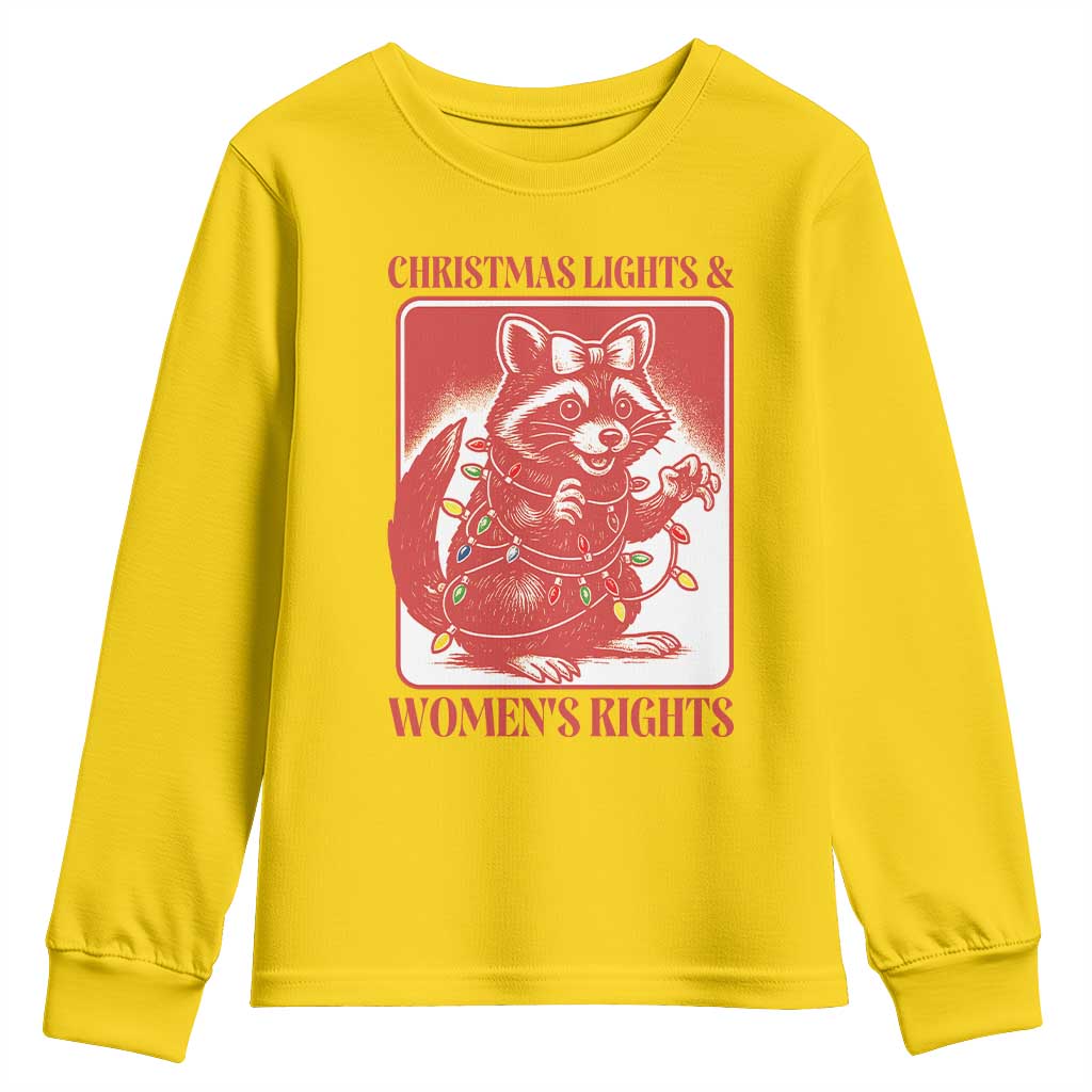 Christmas Lights And Womens Rights Youth Sweatshirt Raccoon Female Rage Holiday Gift - Wonder Print Shop