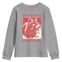 Christmas Lights And Womens Rights Youth Sweatshirt Raccoon Female Rage Holiday Gift - Wonder Print Shop