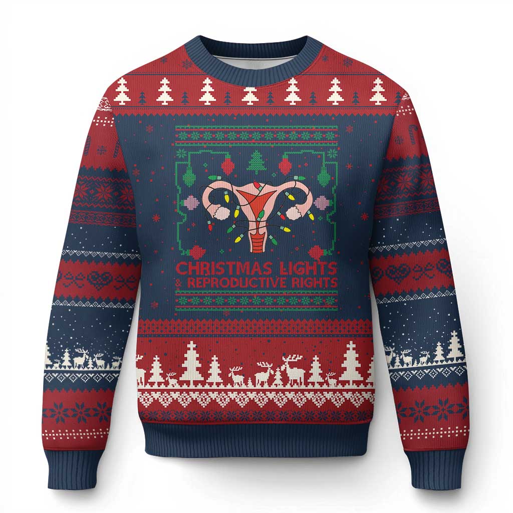 Christmas Lights And Reproductive Rights Ugly Christmas Sweater Xmas Feminist Supporter Gift - Wonder Print Shop
