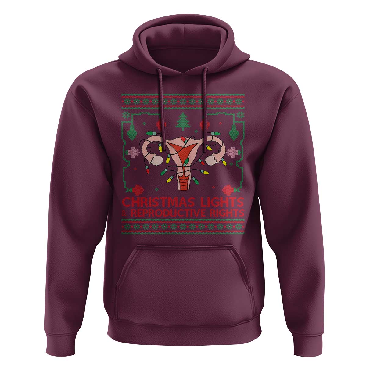 Christmas Lights And Reproductive Rights Hoodie Xmas Feminist Supporter Gift - Wonder Print Shop
