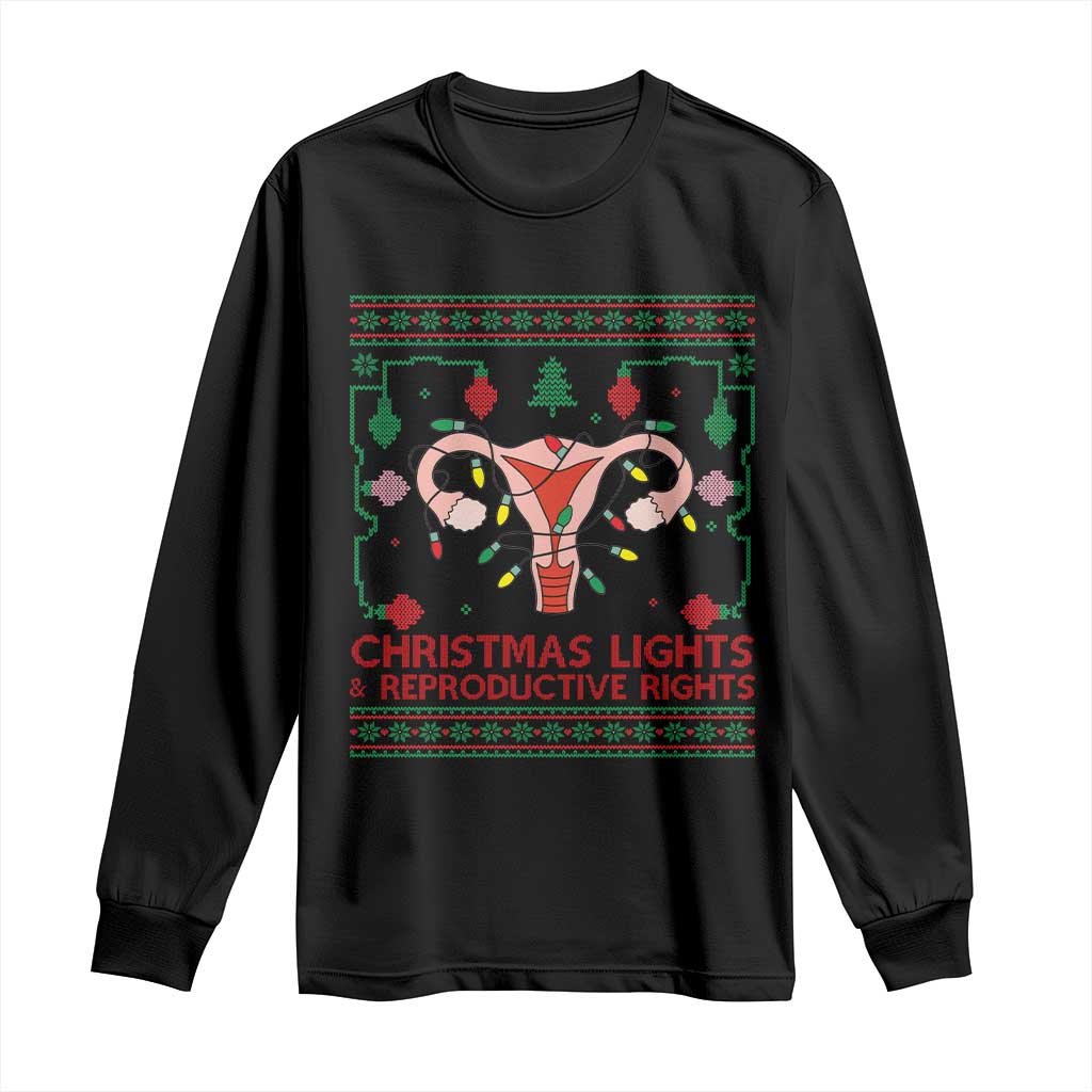 Christmas Lights And Reproductive Rights Long Sleeve Shirt Xmas Feminist Supporter Gift - Wonder Print Shop