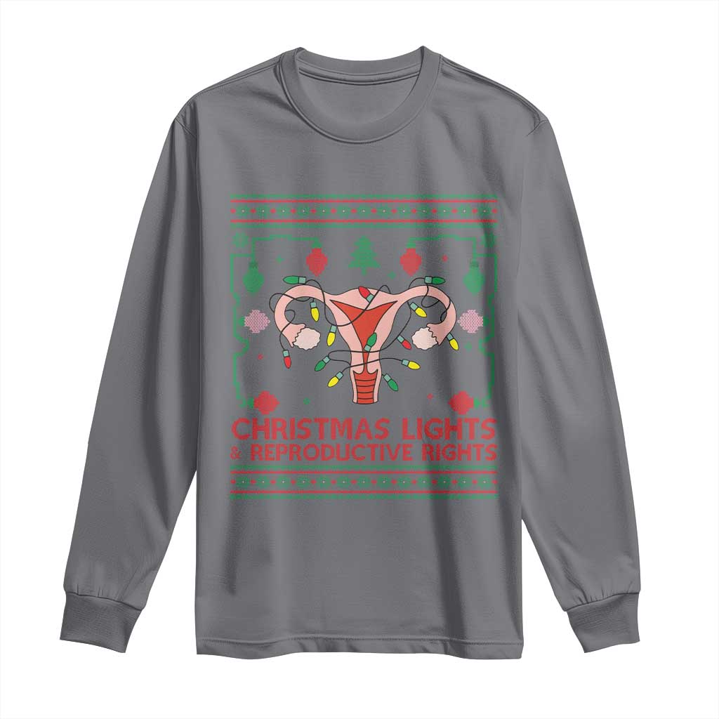 Christmas Lights And Reproductive Rights Long Sleeve Shirt Xmas Feminist Supporter Gift - Wonder Print Shop