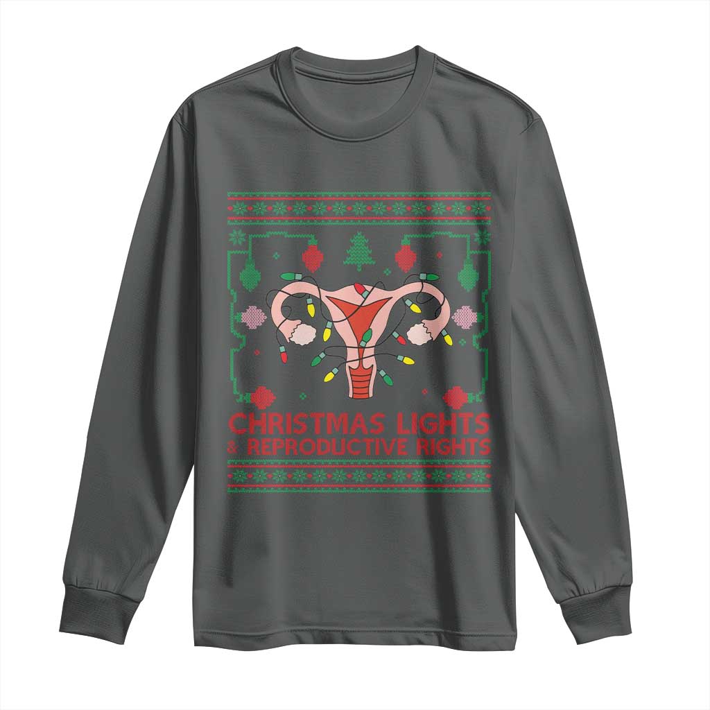 Christmas Lights And Reproductive Rights Long Sleeve Shirt Xmas Feminist Supporter Gift - Wonder Print Shop