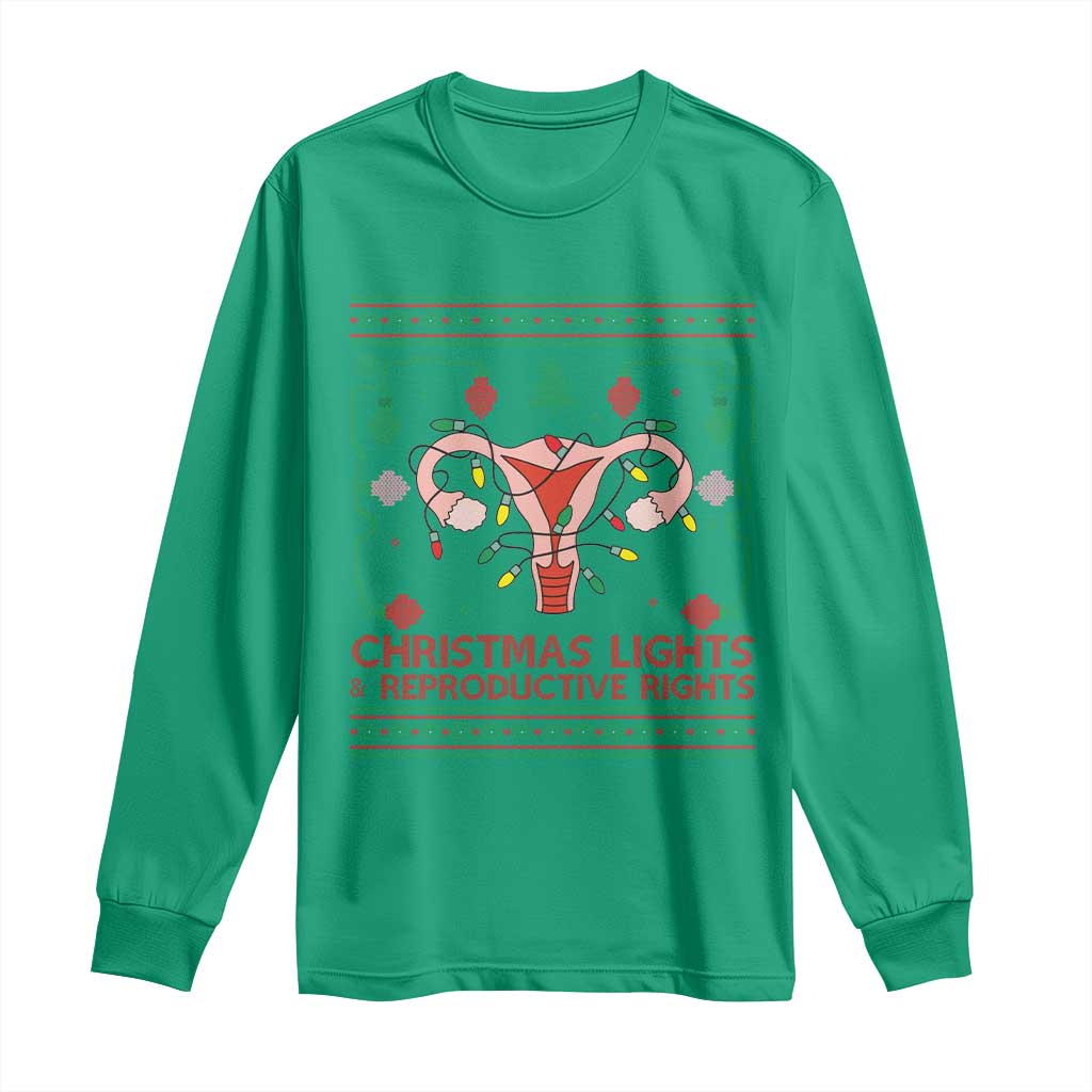Christmas Lights And Reproductive Rights Long Sleeve Shirt Xmas Feminist Supporter Gift - Wonder Print Shop