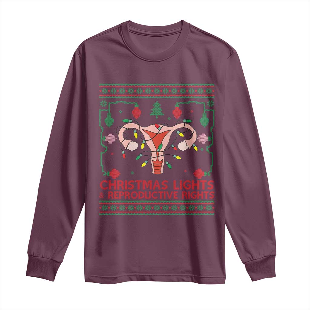 Christmas Lights And Reproductive Rights Long Sleeve Shirt Xmas Feminist Supporter Gift - Wonder Print Shop