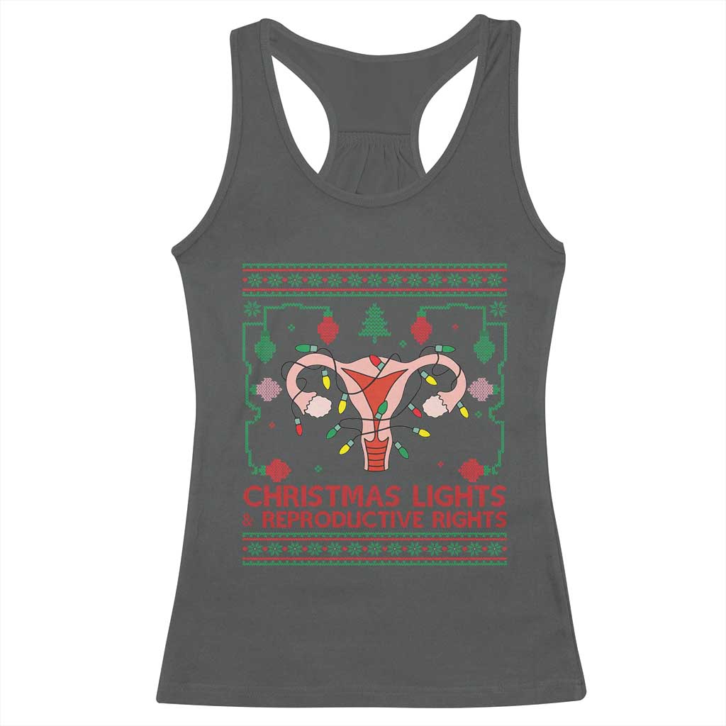 Christmas Lights And Reproductive Rights Racerback Tank Top Xmas Feminist Supporter Gift - Wonder Print Shop