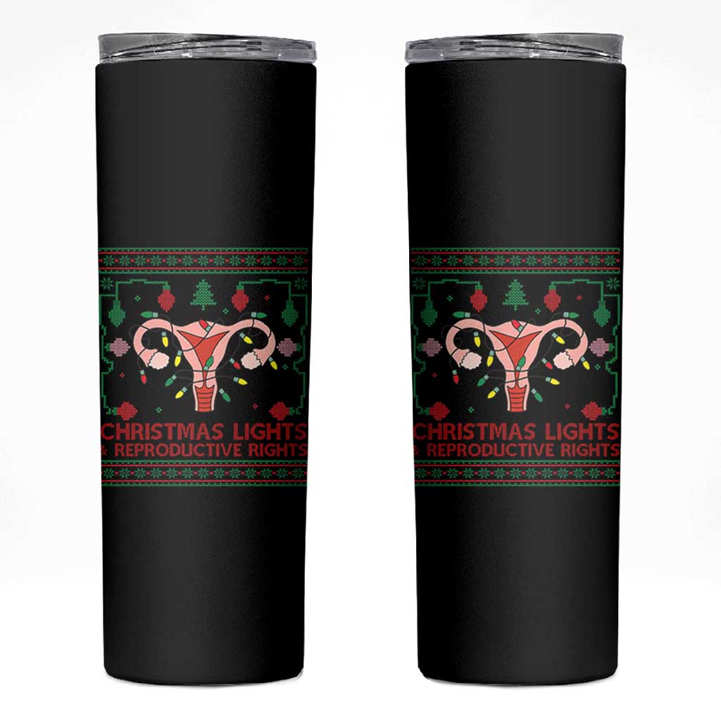 Christmas Lights And Reproductive Rights Skinny Tumbler Xmas Feminist Supporter Gift - Wonder Print Shop