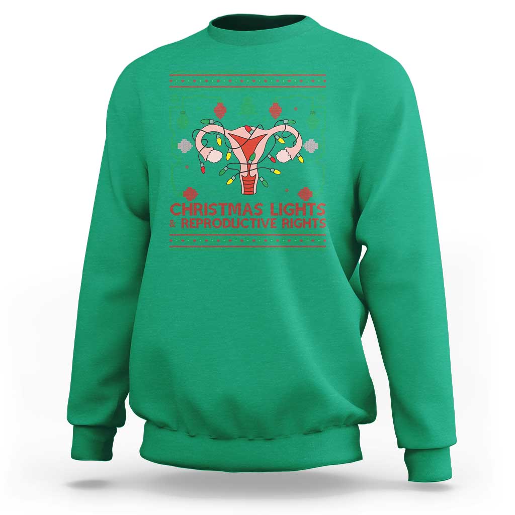Christmas Lights And Reproductive Rights Sweatshirt Xmas Feminist Supporter Gift - Wonder Print Shop