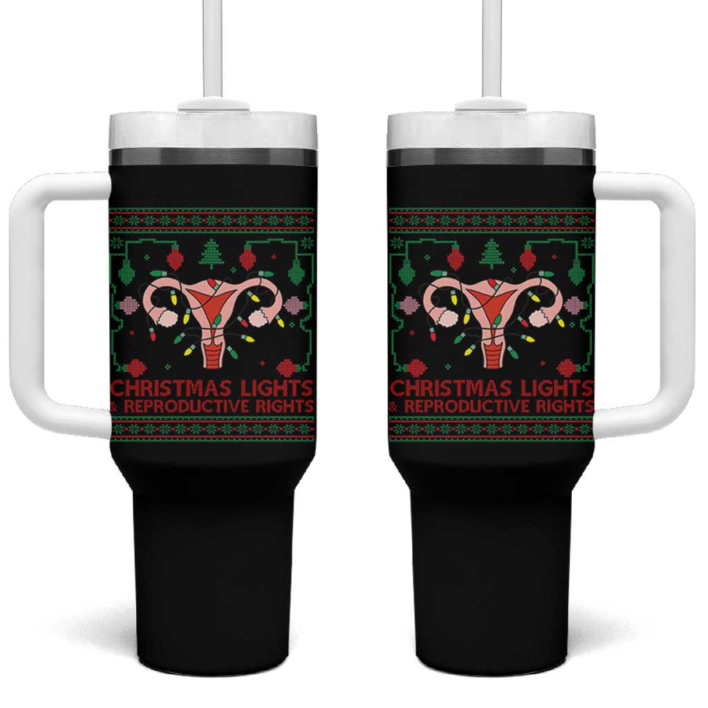 Christmas Lights And Reproductive Rights Tumbler With Handle Xmas Feminist Supporter Gift - Wonder Print Shop