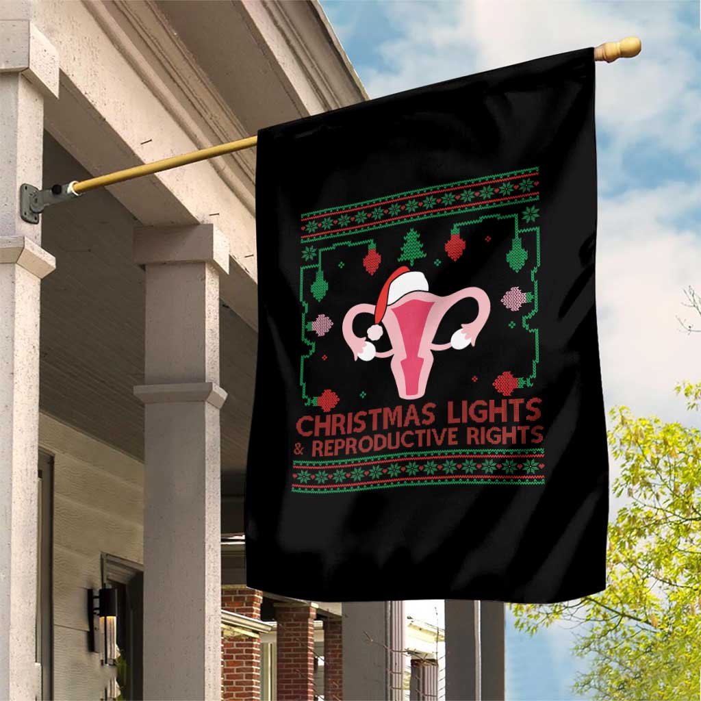 Christmas Lights And Reproductive Rights Ugly Christmas Garden Flag Feminist Holiday Gift - Wonder Print Shop