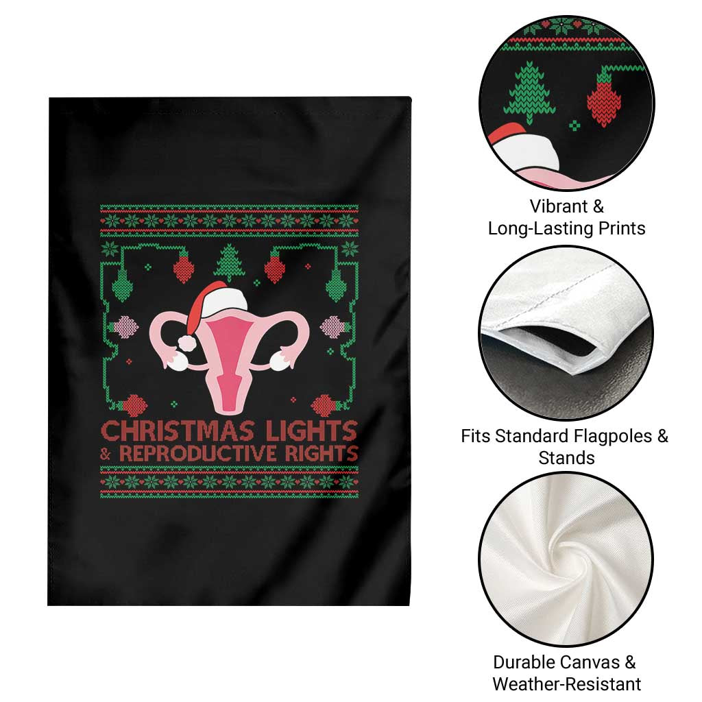 Christmas Lights And Reproductive Rights Ugly Christmas Garden Flag Feminist Holiday Gift - Wonder Print Shop