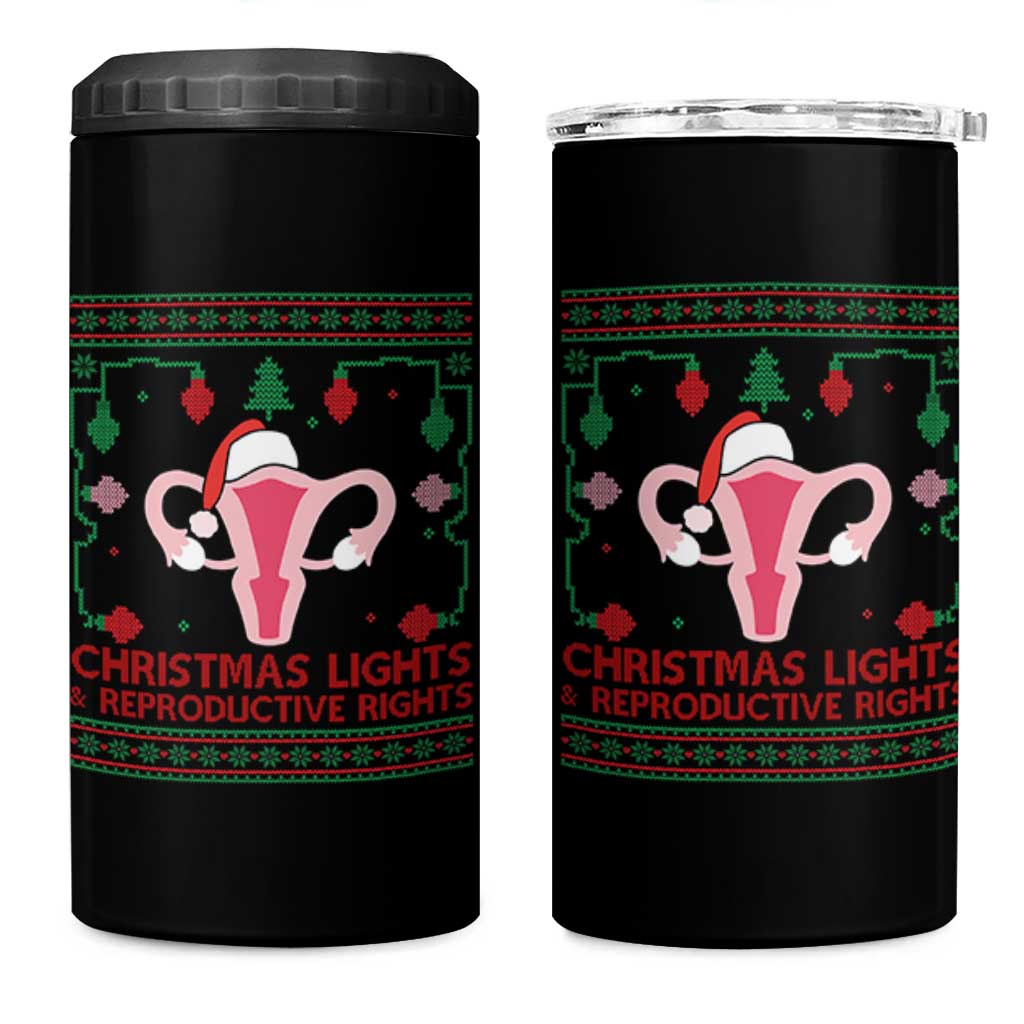 Christmas Lights And Reproductive Rights Ugly Christmas 4 in 1 Can Cooler Tumbler Feminist Holiday Gift - Wonder Print Shop