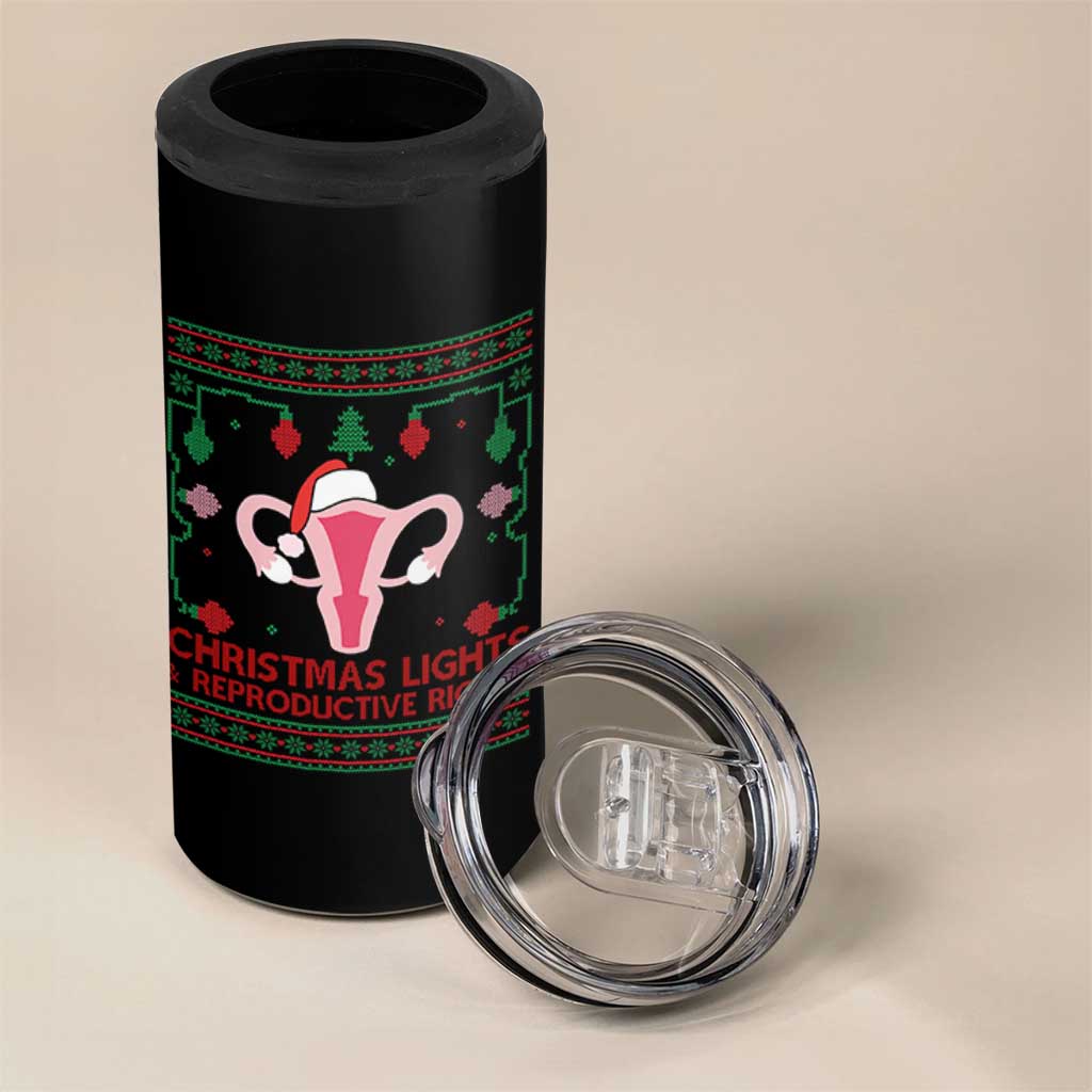 Christmas Lights And Reproductive Rights Ugly Christmas 4 in 1 Can Cooler Tumbler Feminist Holiday Gift - Wonder Print Shop