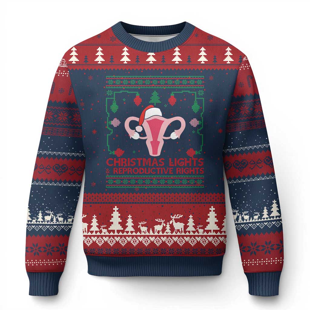 Christmas Lights And Reproductive Rights Ugly Xmas Ugly Christmas Sweater Feminist Holiday Gift - Wonder Print Shop