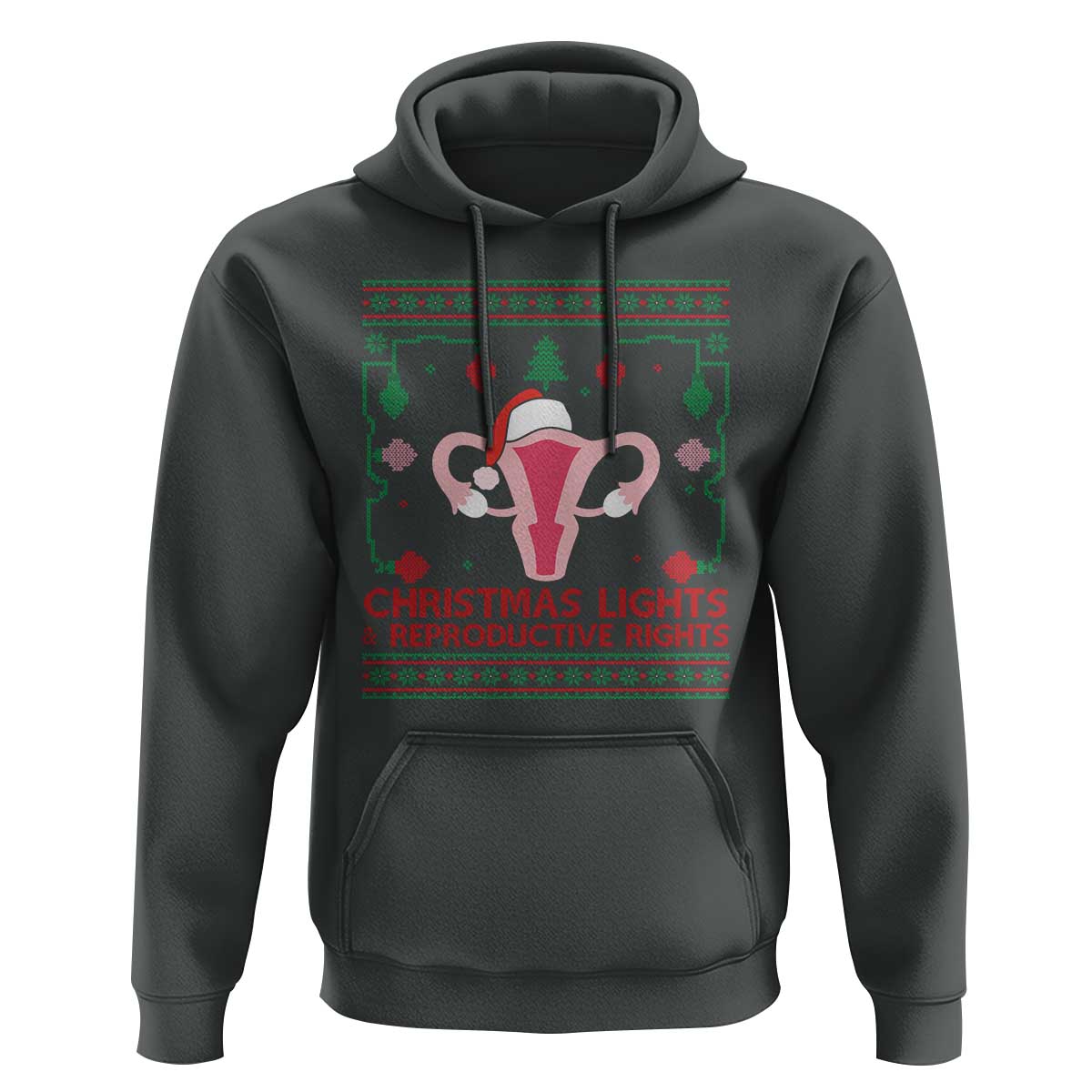 Christmas Lights And Reproductive Rights Ugly Christmas Hoodie Feminist Holiday Gift - Wonder Print Shop