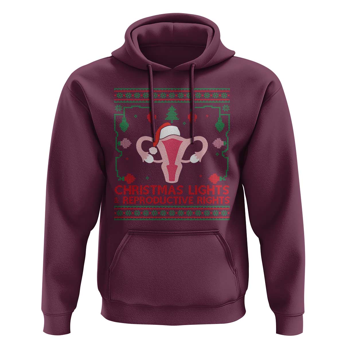 Christmas Lights And Reproductive Rights Ugly Christmas Hoodie Feminist Holiday Gift - Wonder Print Shop