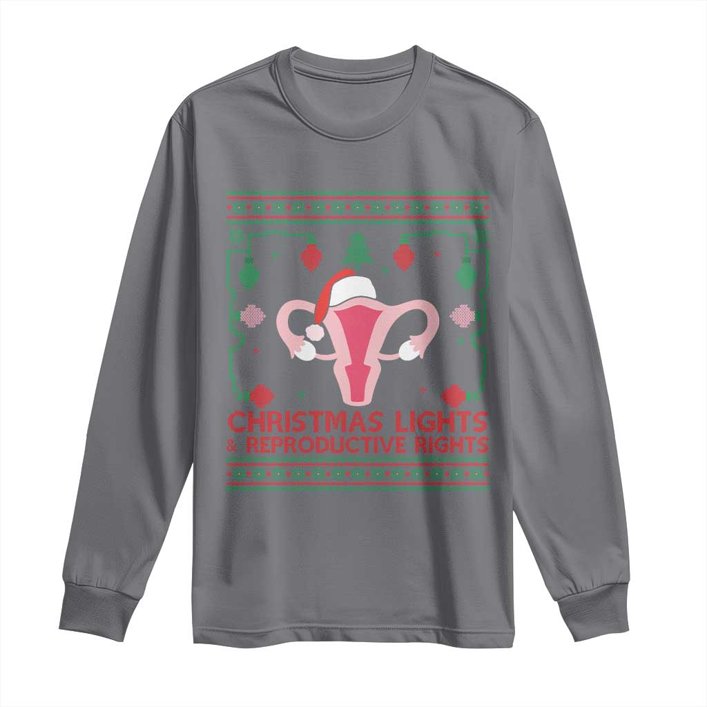 Christmas Lights And Reproductive Rights Ugly Christmas Long Sleeve Shirt Feminist Holiday Gift - Wonder Print Shop