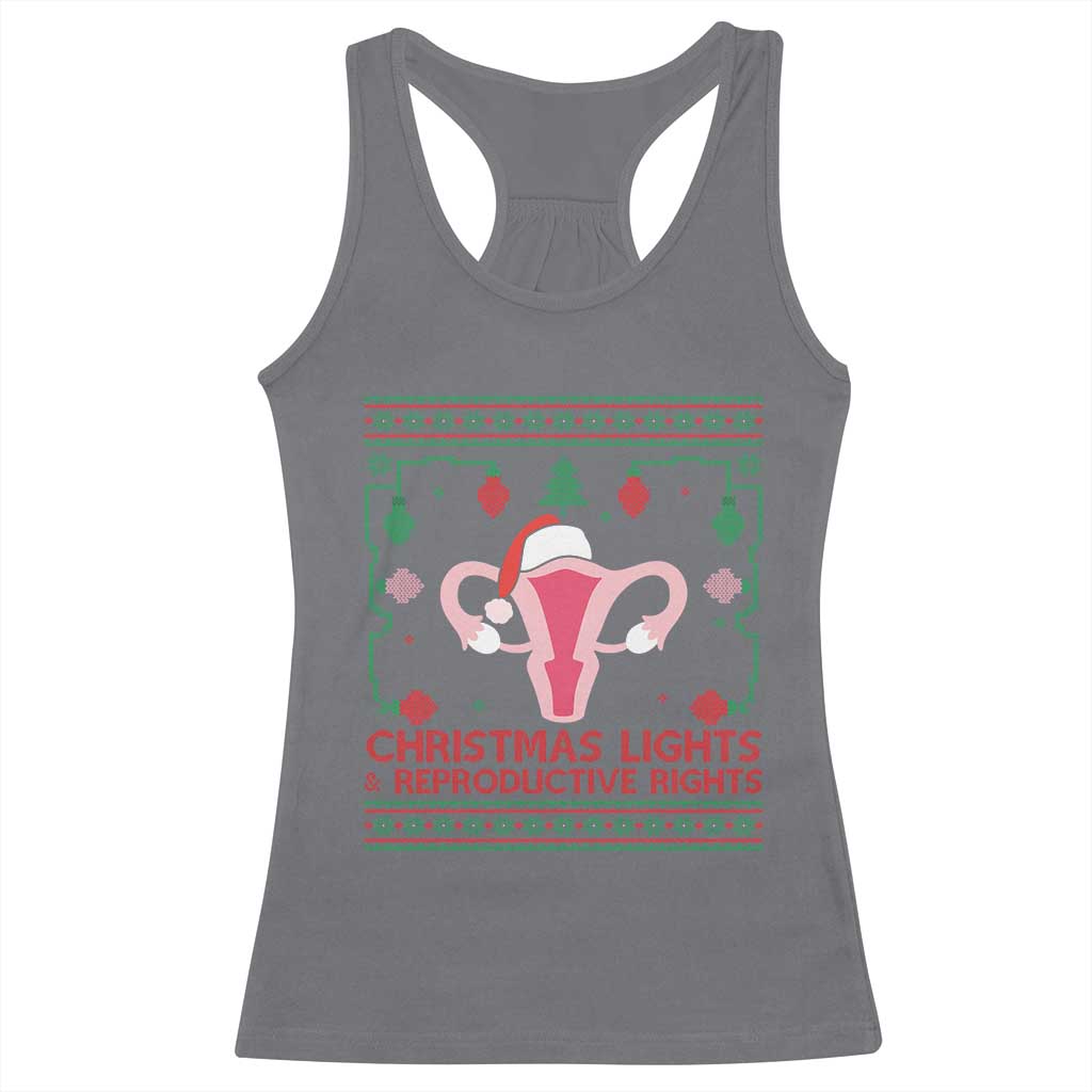 Christmas Lights And Reproductive Rights Ugly Christmas Racerback Tank Top Feminist Holiday Gift - Wonder Print Shop