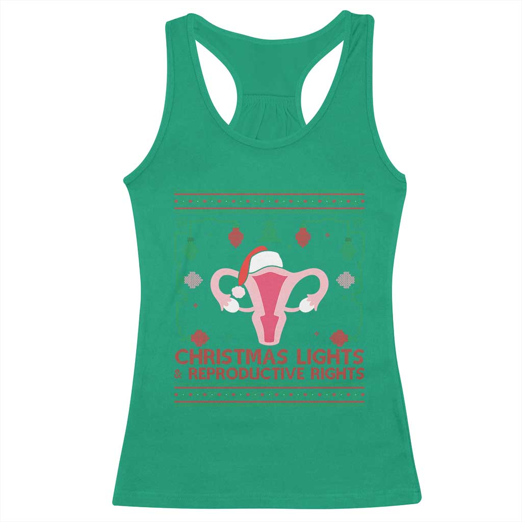 Christmas Lights And Reproductive Rights Ugly Christmas Racerback Tank Top Feminist Holiday Gift - Wonder Print Shop