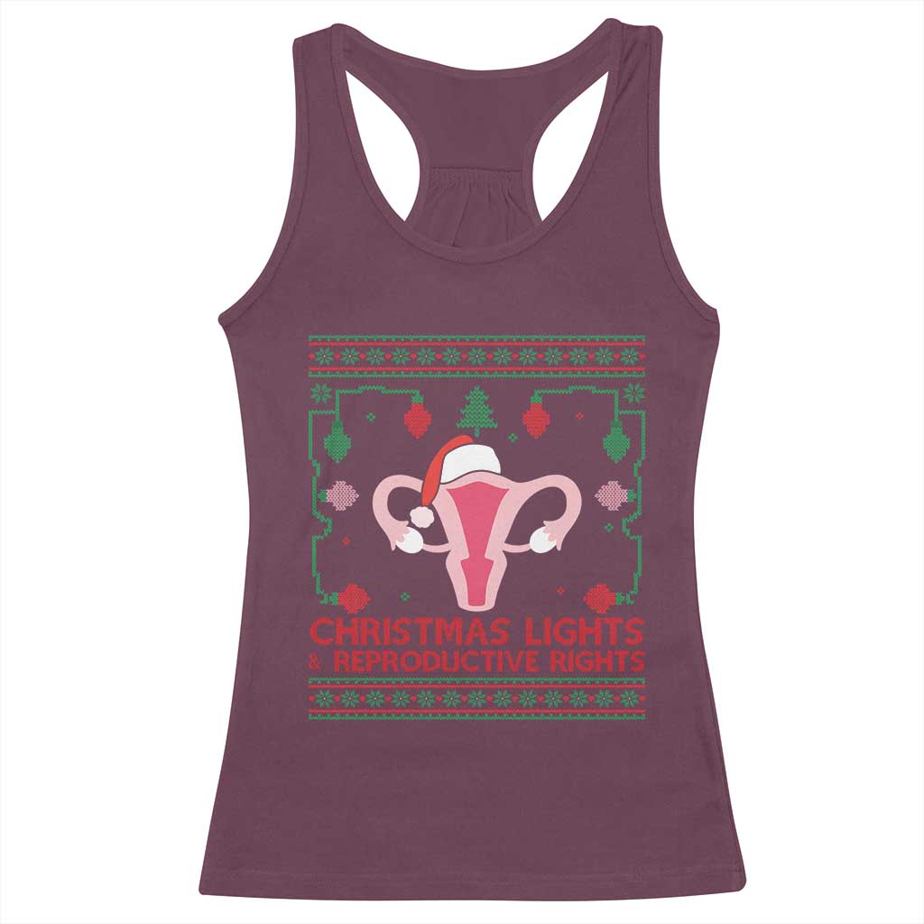 Christmas Lights And Reproductive Rights Ugly Christmas Racerback Tank Top Feminist Holiday Gift - Wonder Print Shop