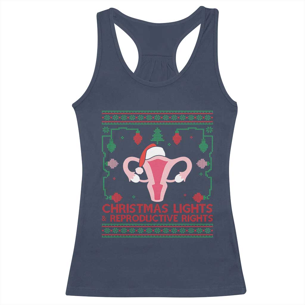 Christmas Lights And Reproductive Rights Ugly Christmas Racerback Tank Top Feminist Holiday Gift - Wonder Print Shop