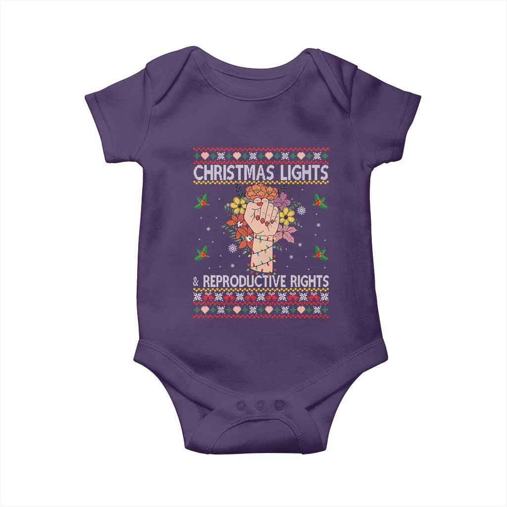 Funny Feminist Lights And Reproductive Rights Baby Onesie Ugly Christmas Gift - Wonder Print Shop