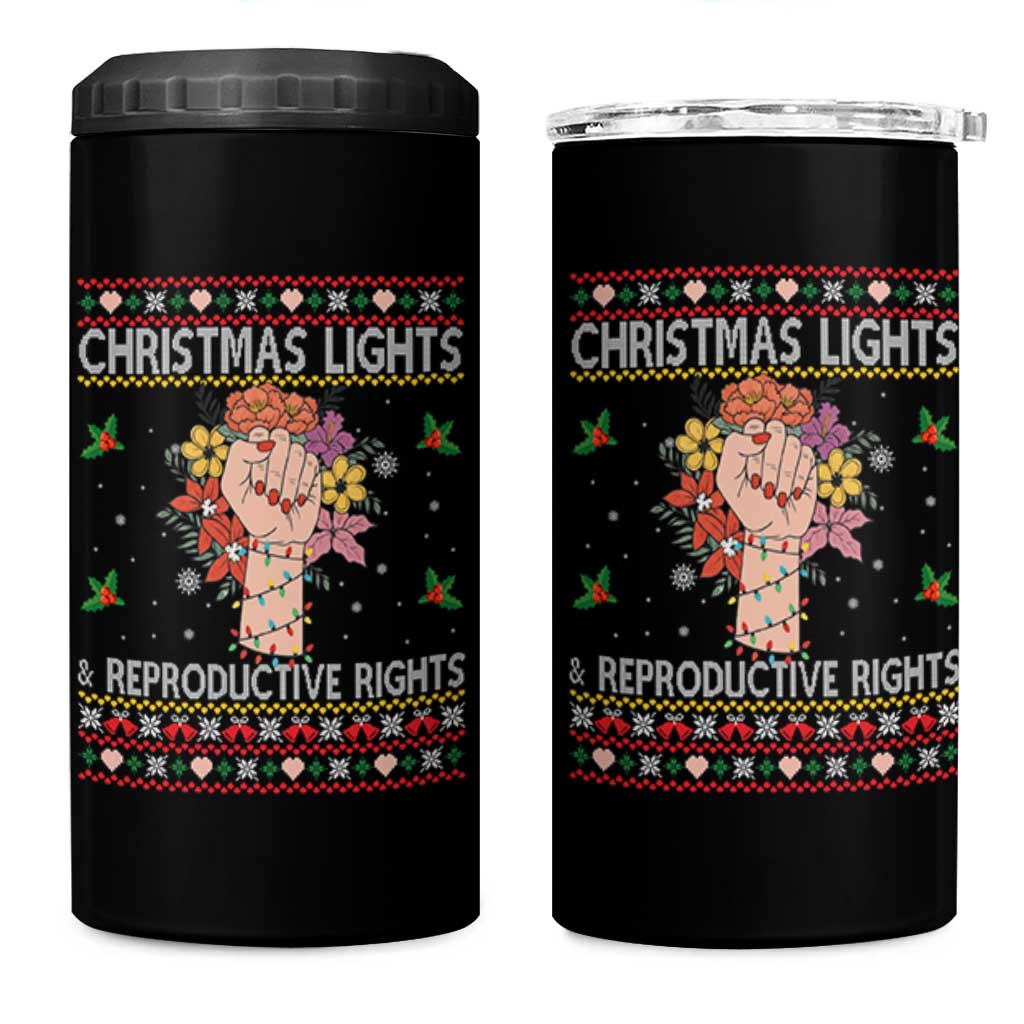 Funny Feminist Lights And Reproductive Rights 4 in 1 Can Cooler Tumbler Ugly Christmas Gift - Wonder Print Shop