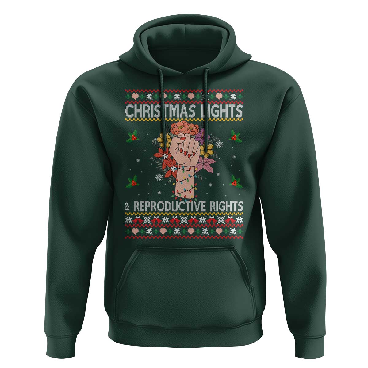 Funny Feminist Lights And Reproductive Rights Hoodie Ugly Christmas Gift - Wonder Print Shop