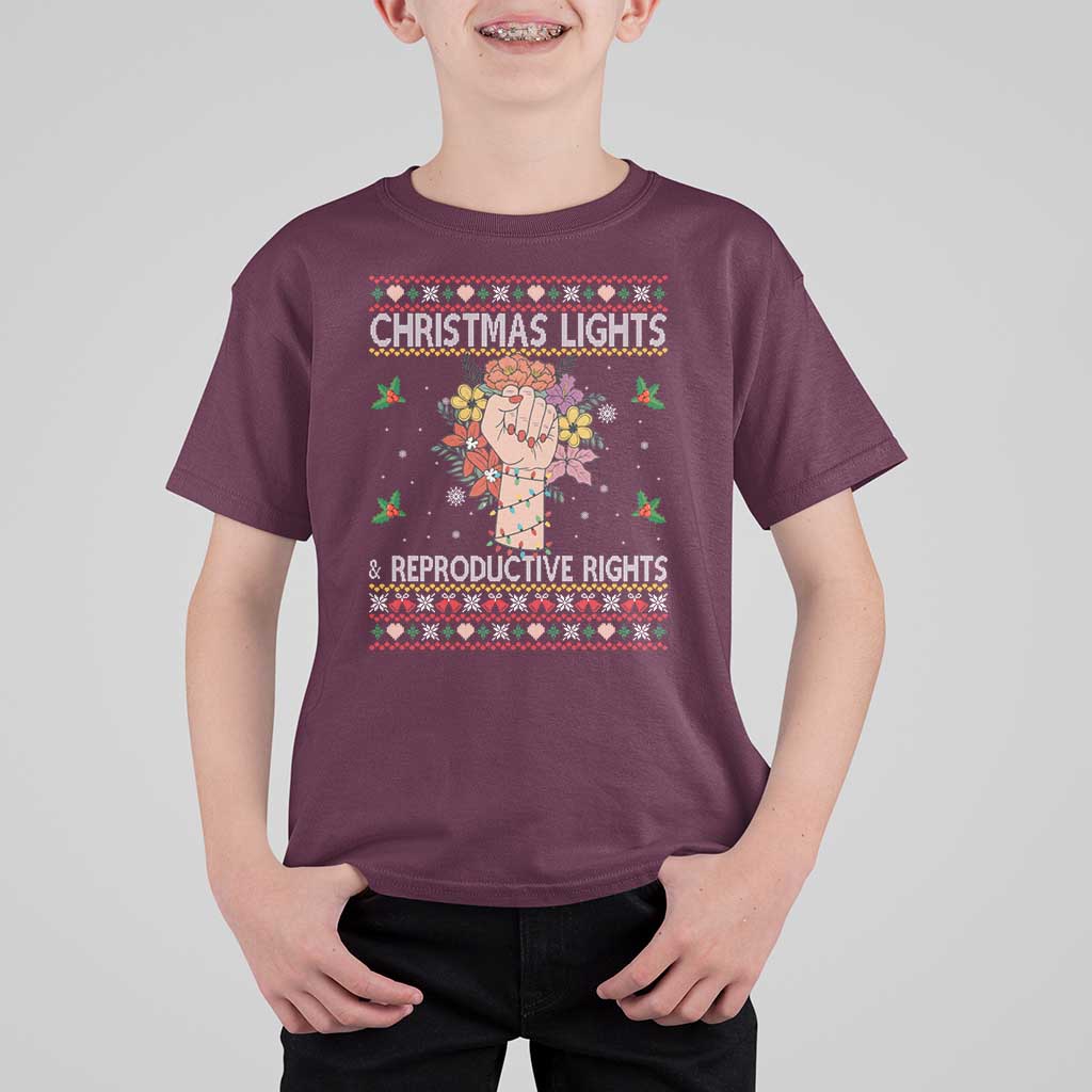 Funny Feminist Lights And Reproductive Rights T Shirt For Kid Ugly Christmas Gift - Wonder Print Shop