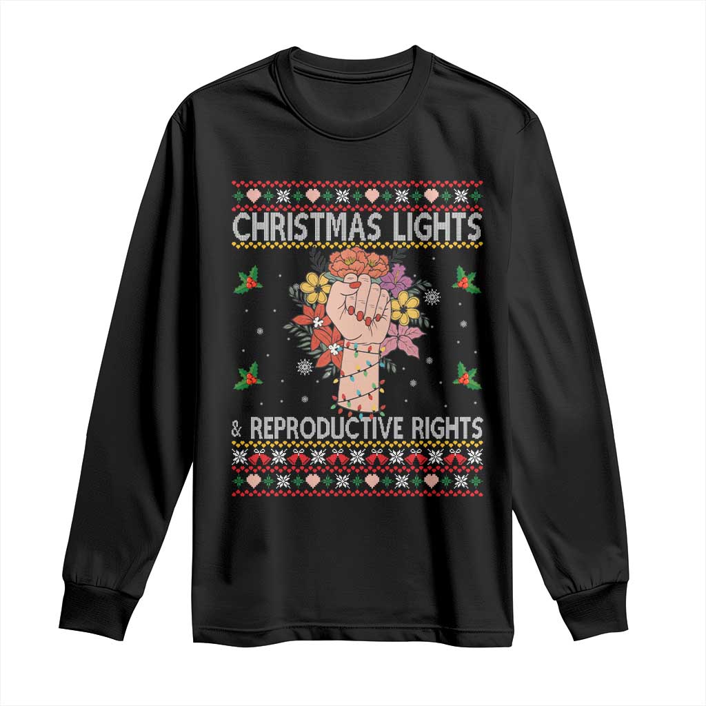 Funny Feminist Lights And Reproductive Rights Long Sleeve Shirt Ugly Christmas Gift - Wonder Print Shop