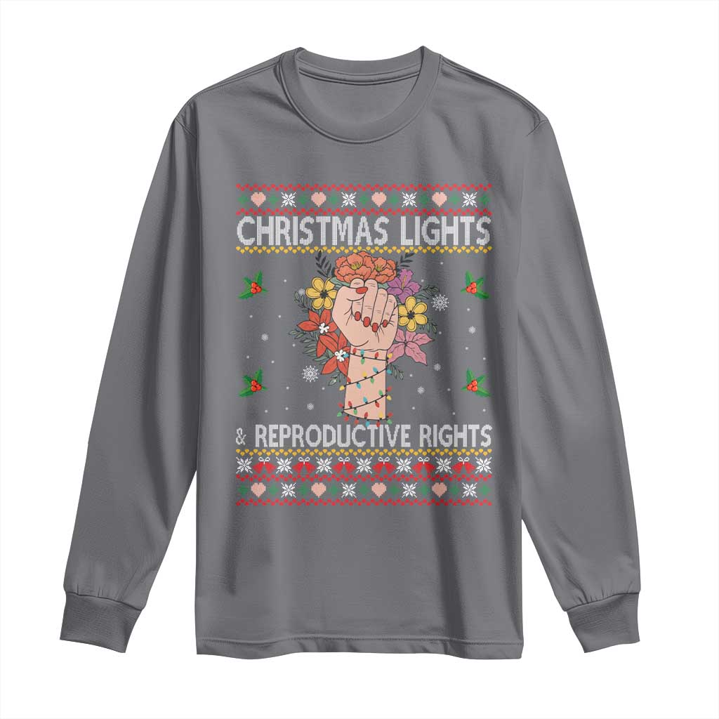 Funny Feminist Lights And Reproductive Rights Long Sleeve Shirt Ugly Christmas Gift - Wonder Print Shop