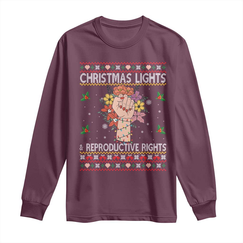 Funny Feminist Lights And Reproductive Rights Long Sleeve Shirt Ugly Christmas Gift - Wonder Print Shop