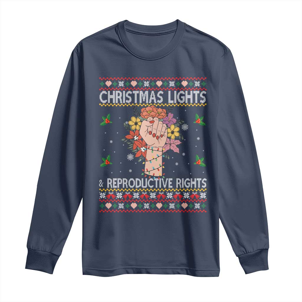 Funny Feminist Lights And Reproductive Rights Long Sleeve Shirt Ugly Christmas Gift - Wonder Print Shop