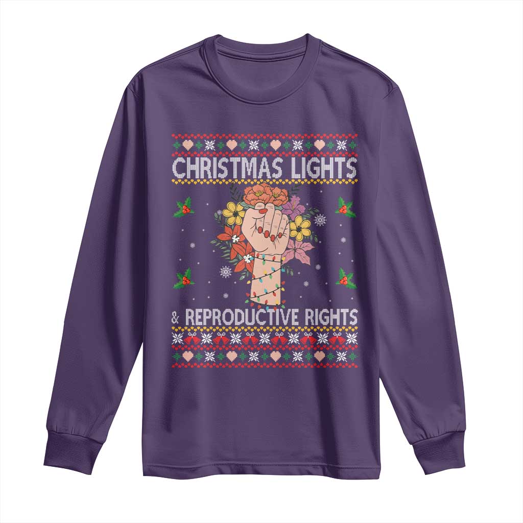 Funny Feminist Lights And Reproductive Rights Long Sleeve Shirt Ugly Christmas Gift - Wonder Print Shop