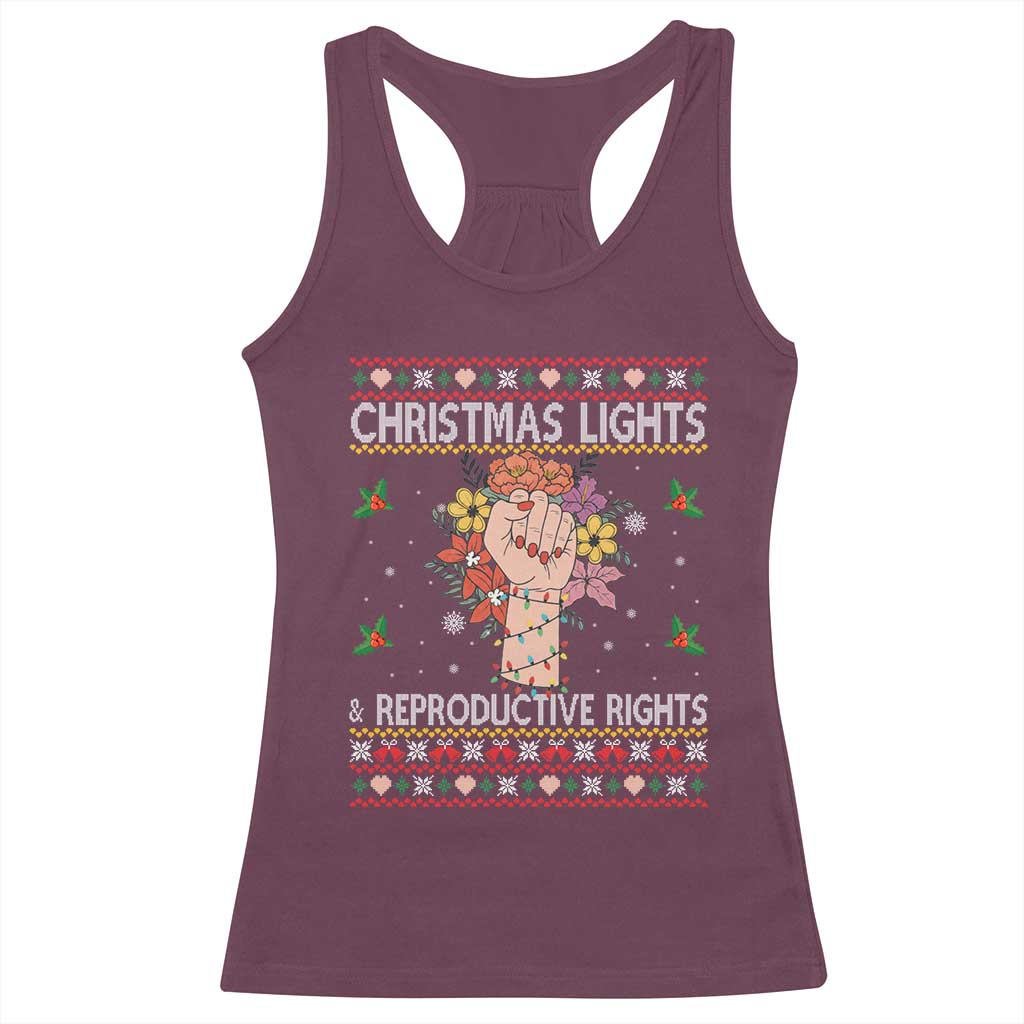 Funny Feminist Lights And Reproductive Rights Racerback Tank Top Ugly Christmas Gift - Wonder Print Shop