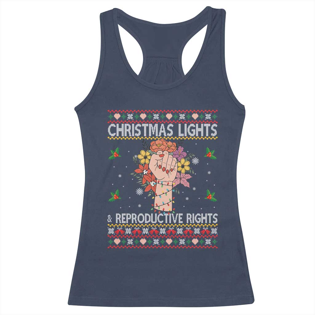 Funny Feminist Lights And Reproductive Rights Racerback Tank Top Ugly Christmas Gift - Wonder Print Shop